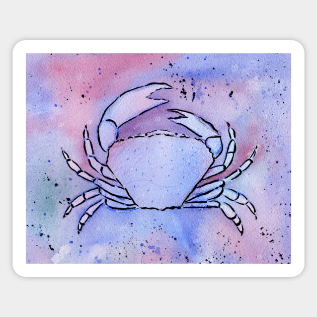 Crab Watercolor Mixed Media Art Sticker by Sandraartist